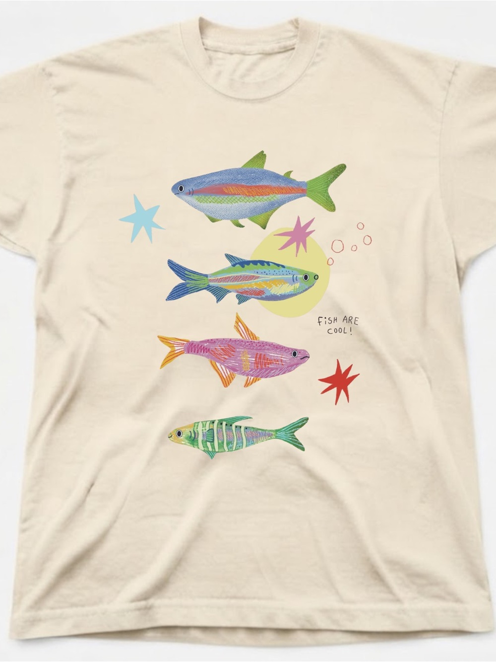 Fish are Cool Graphic Tee Gildan Heavyweight Offwhite T-shirt